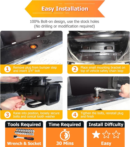 WeiSen 2" Rear Trailer Hitch Receiver Class 3 Towing Hitch Compatible with Dodge Ram 1500 1500 5th Gen (DT) with Factory Class 3 Towing Bumper, Black