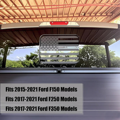 US Flag Vinyl Decal for 2015-2021 Ford F-Series Rear Sliding Window (Matte Black)