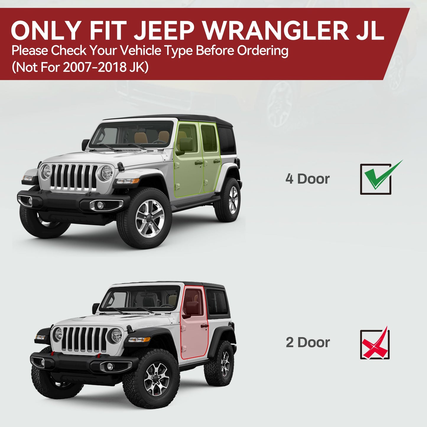Two-Stair Black Running Boards for 2018-2026 Jeep Wrangler JL 4-Door - Nerf Bars