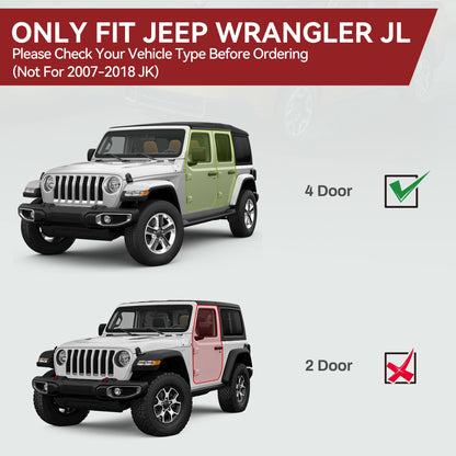 Two-Stair Black Running Boards for 2018-2026 Jeep Wrangler JL 4-Door - Nerf Bars