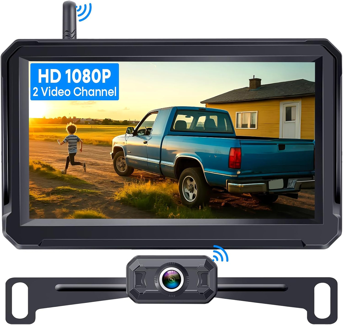 Wireless Backup Camera for Trucks: 5 Inch 1080P HD Display, Rear View Camera, IP69K Waterproof, Night Vision, Dual-Camera Support, DIY Installation, Customizable Parking Lines by Befumly H21