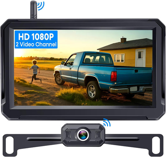 Wireless Backup Camera for Trucks: 5 Inch 1080P HD Display, Rear View Camera, IP69K Waterproof, Night Vision, Dual-Camera Support, DIY Installation, Customizable Parking Lines by Befumly H21