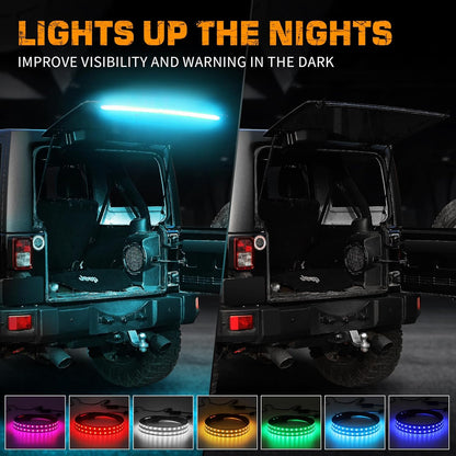 40" RGBW Rear Window Light Strip with Remote for Jeep Wrangler - Cargo & Camping