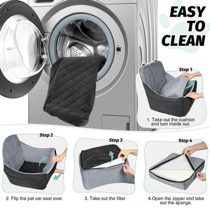 Dog Booster Car Seat for Medium Dogs Up to 40lbs Pets with 2 Clip-On Leashes