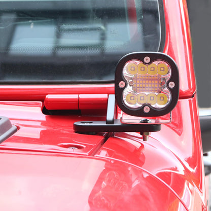 Black A-Pillar Light Mounts for 2018-2024 Jeep Wrangler JL