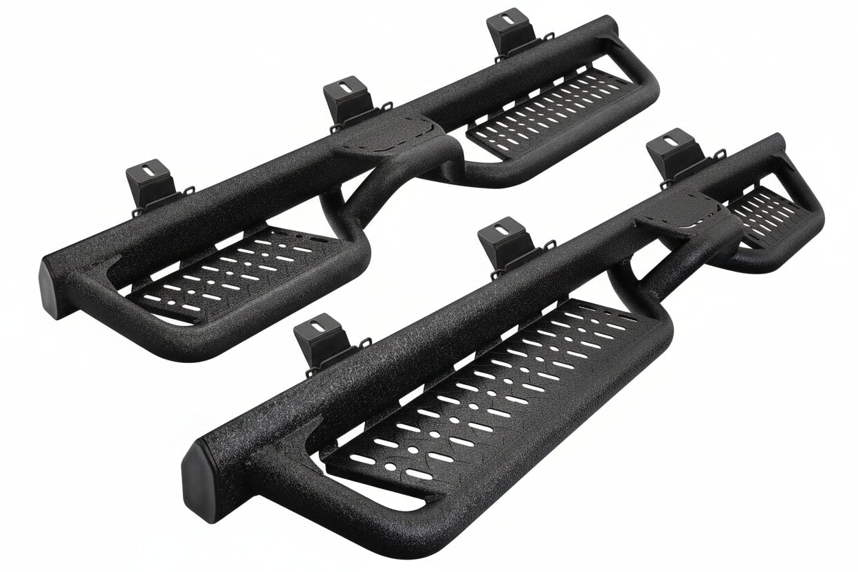 Black Running Boards for 2018-2026 Jeep Wrangler JL 4-Door