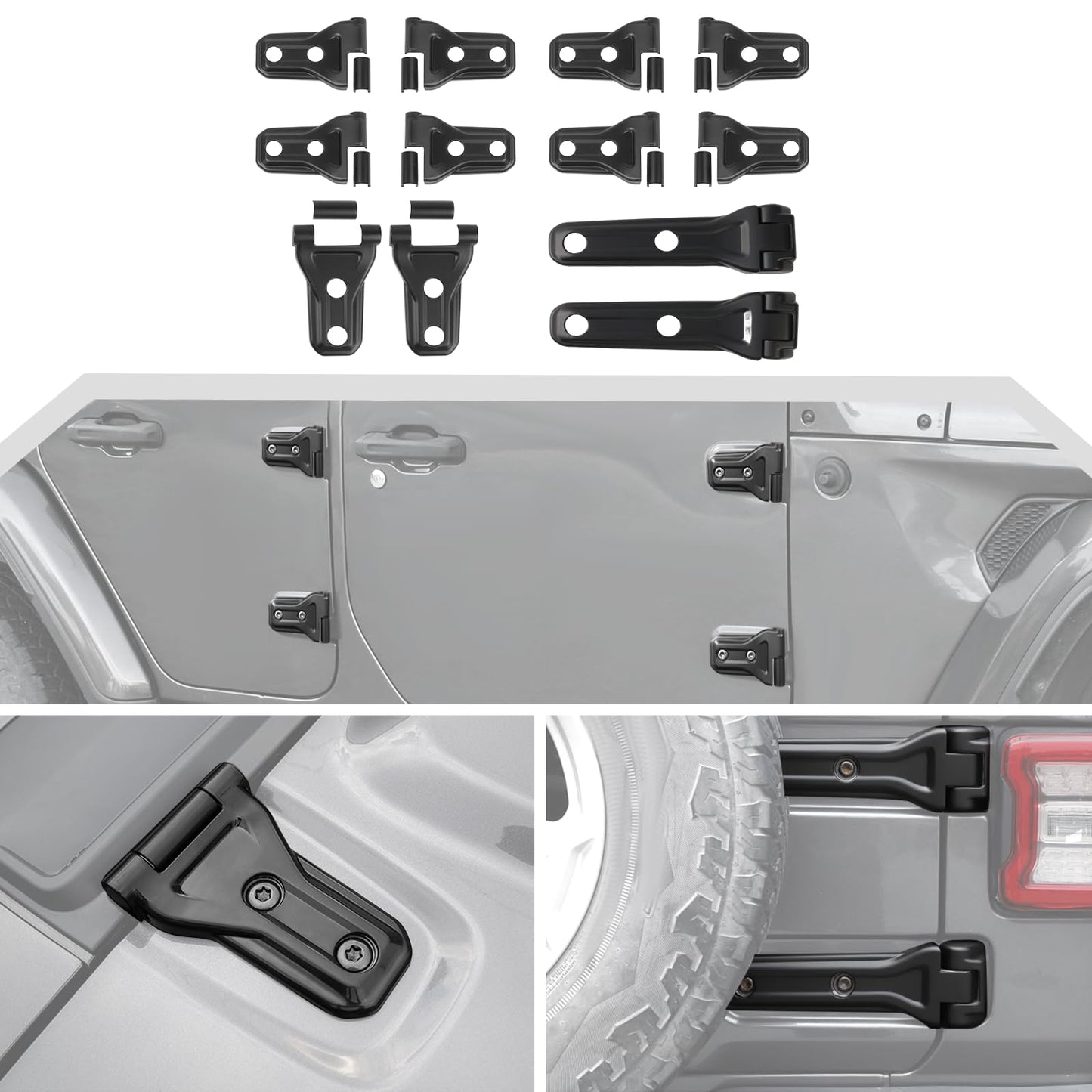 Matte Black Door Hinge Covers for Jeep Wrangler JL 4-Door