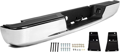 KUAFU Rear Step Bumper Assembly Compatible With 2002-2008 Dodge Ram 1500 2003-2009 Ram 2500 3500 Replace for CH1103111 CH1103108 W/Top Pads & & license Plate lamp Chrome