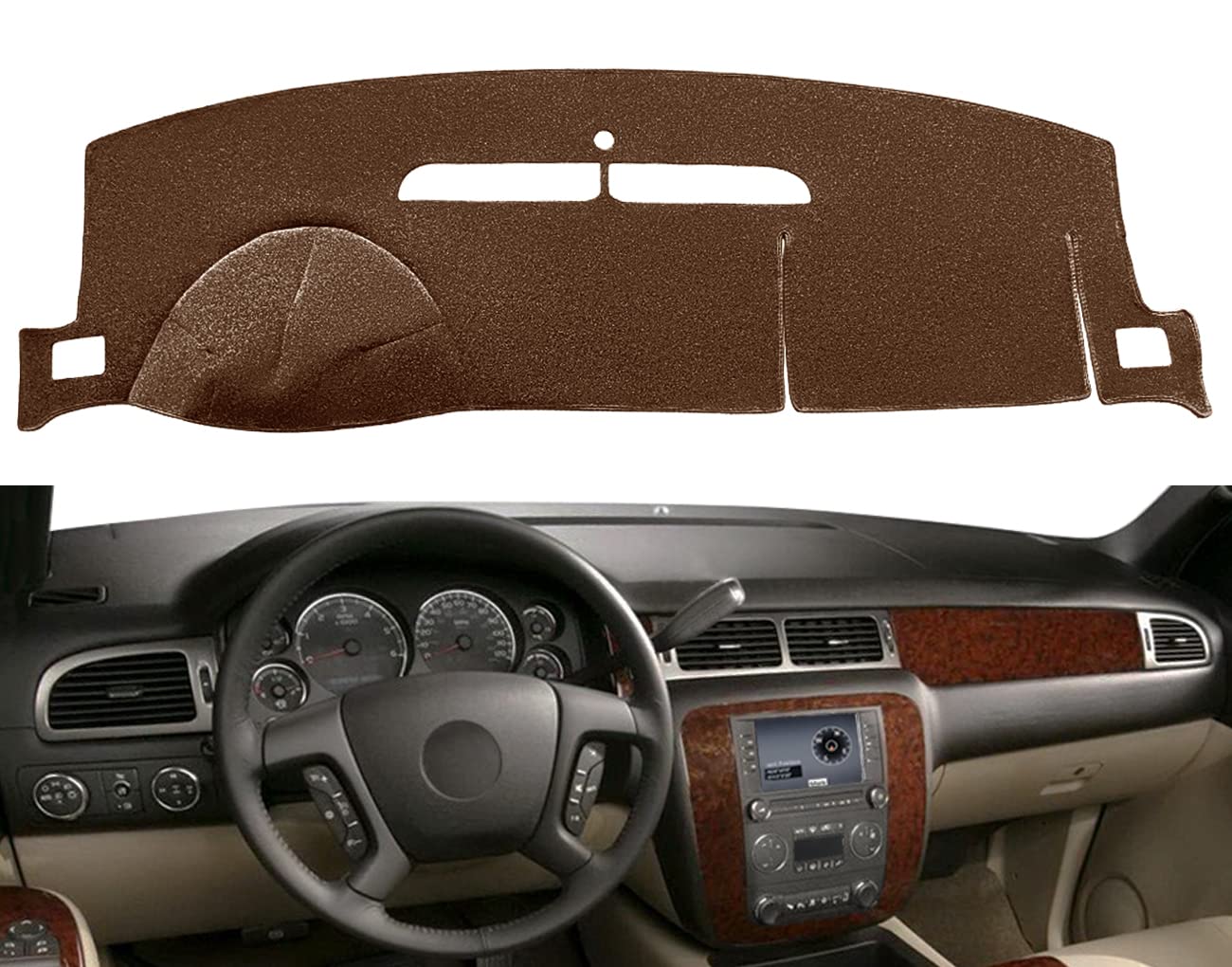 Dashboard Cover Dash Mat Carpet Fit for 2007-2014 Chevy Chevrolet Tahoe Suburban,2007-13 Chevy Avalanche Silverado 1500 2500 3500 LTZ /2007-13 GMC Sierra SLT Denali,2007-14 GMC Yukon XL (Black) Y24
