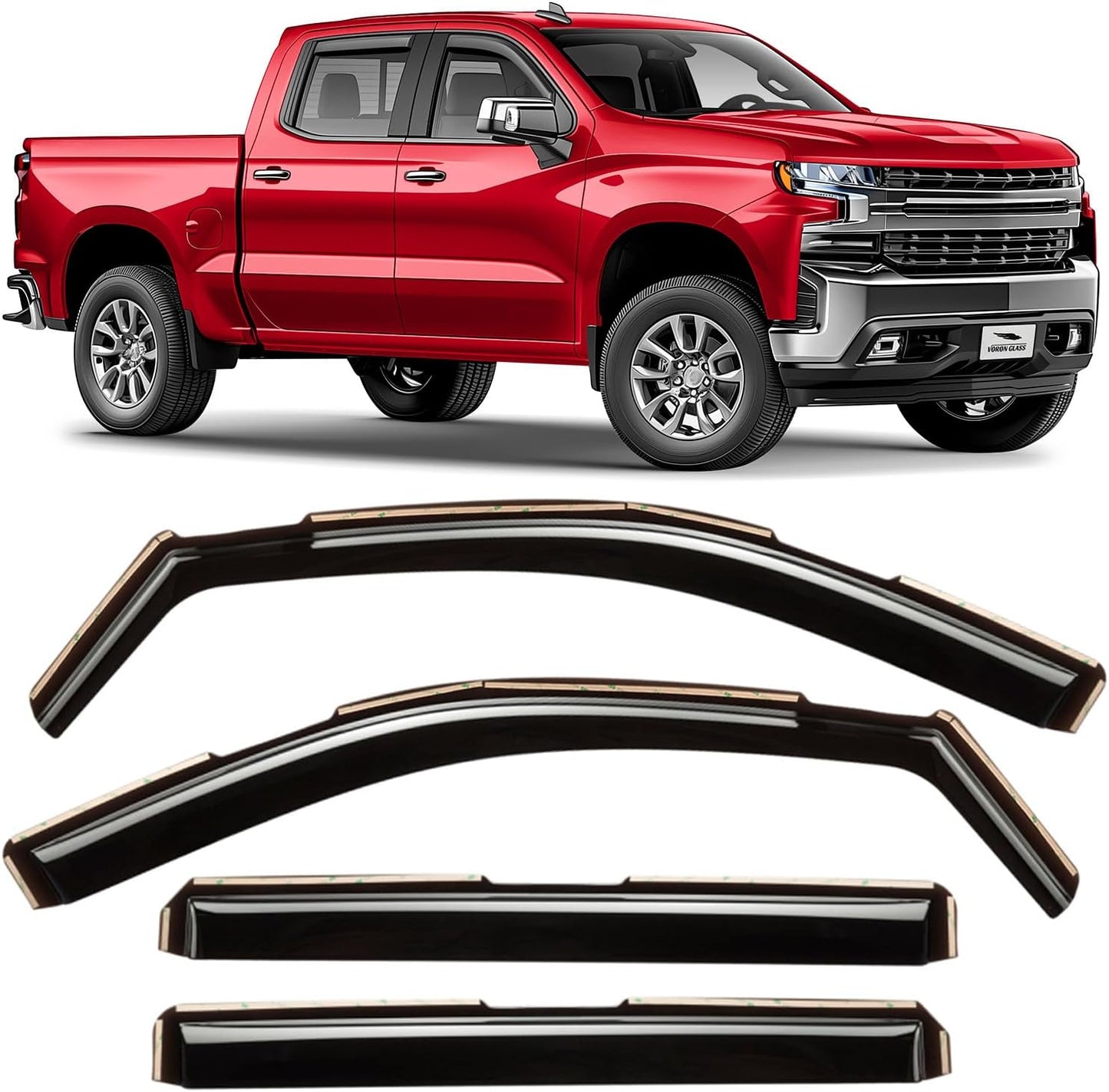 In-Channel Rain Guards (4-PCS) for 2019-2026 Chevy/GMC 1500 Crew Cab - 220089