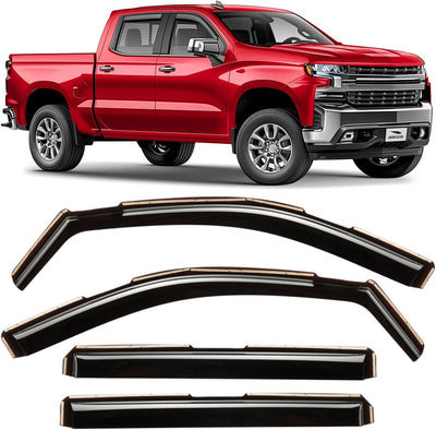 In-Channel Rain Guards (4-PCS) for 2019-2026 Chevy/GMC 1500 Crew Cab - 220089