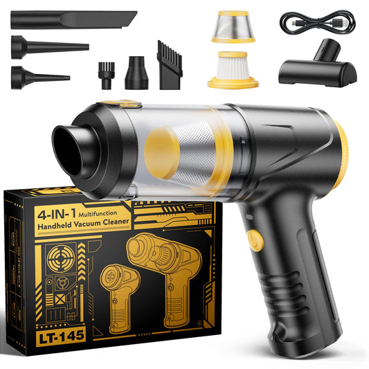 4-in-1 Handheld Cordless Vacuum - 21000Pa Brushless Motor, Type-C, LED Light for Car/Desk/Keyboard