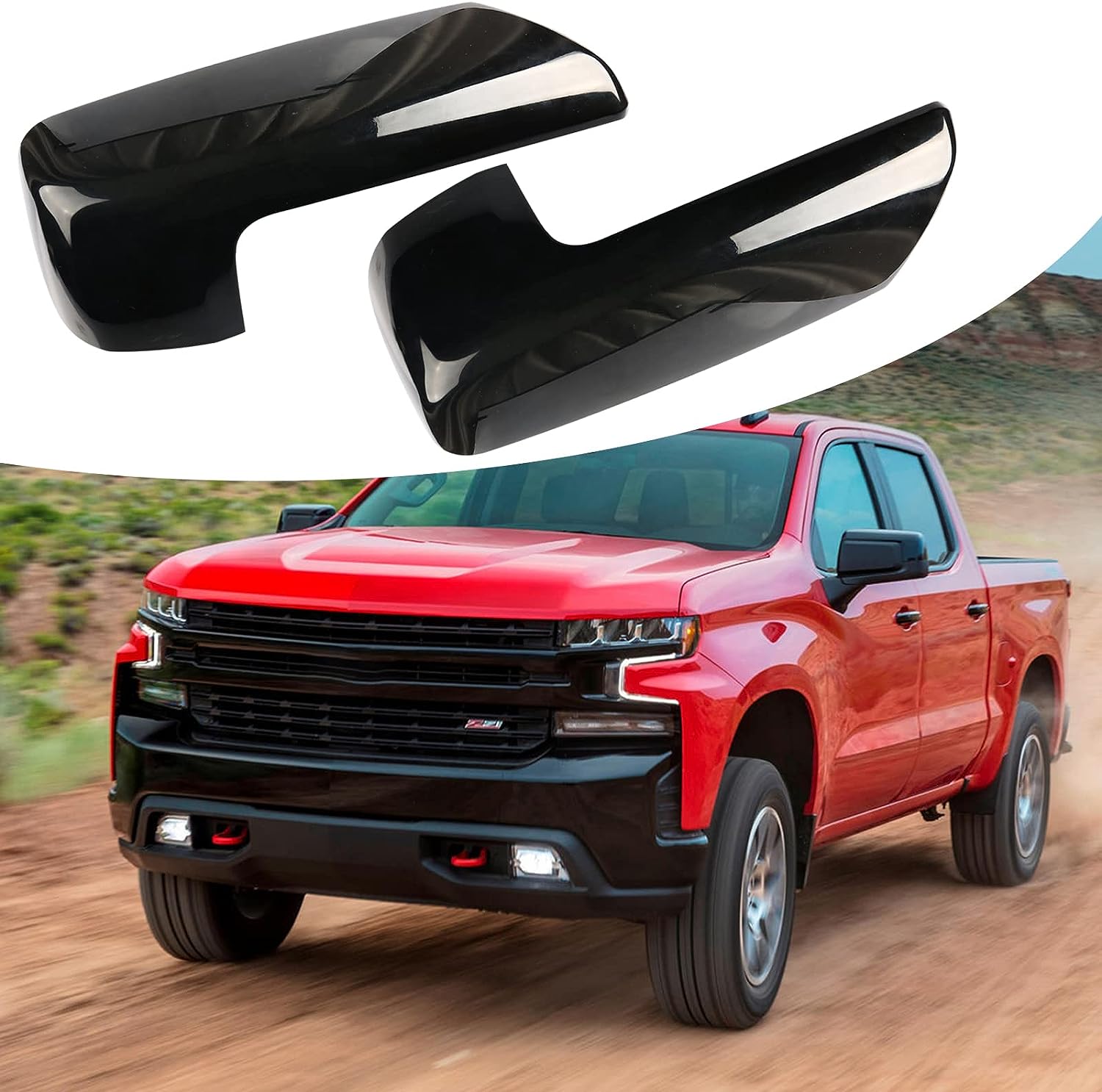 Black Mirror Cap Cover Trim for 2019-2023 Chevy Silverado 1500/GMC Sierra 1500 Accessories - OHMU