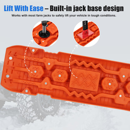 Off-Road Traction Boards with Jack Base - Heavy-Duty Recovery Tracks for 4x4/SUV/Truck (Large)