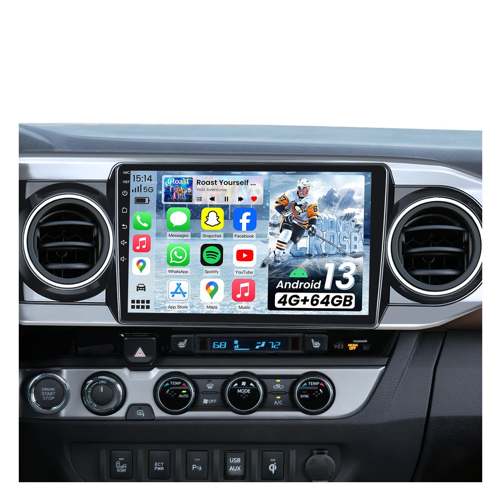 Car Radio Stereo for Toyota Tacoma 2016-2020: 4Core + 64G 10.1" 1280x800 HD Touchscreen Replacement with Backup Camera Wireless Carplay Android Auto Mirror Link GPS Bluetooth FM SWC