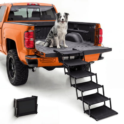 5-Step Foldable Dog Stairs - Extra Wide, 250 lb Capacity, Non-Slip Surface for Large Dogs