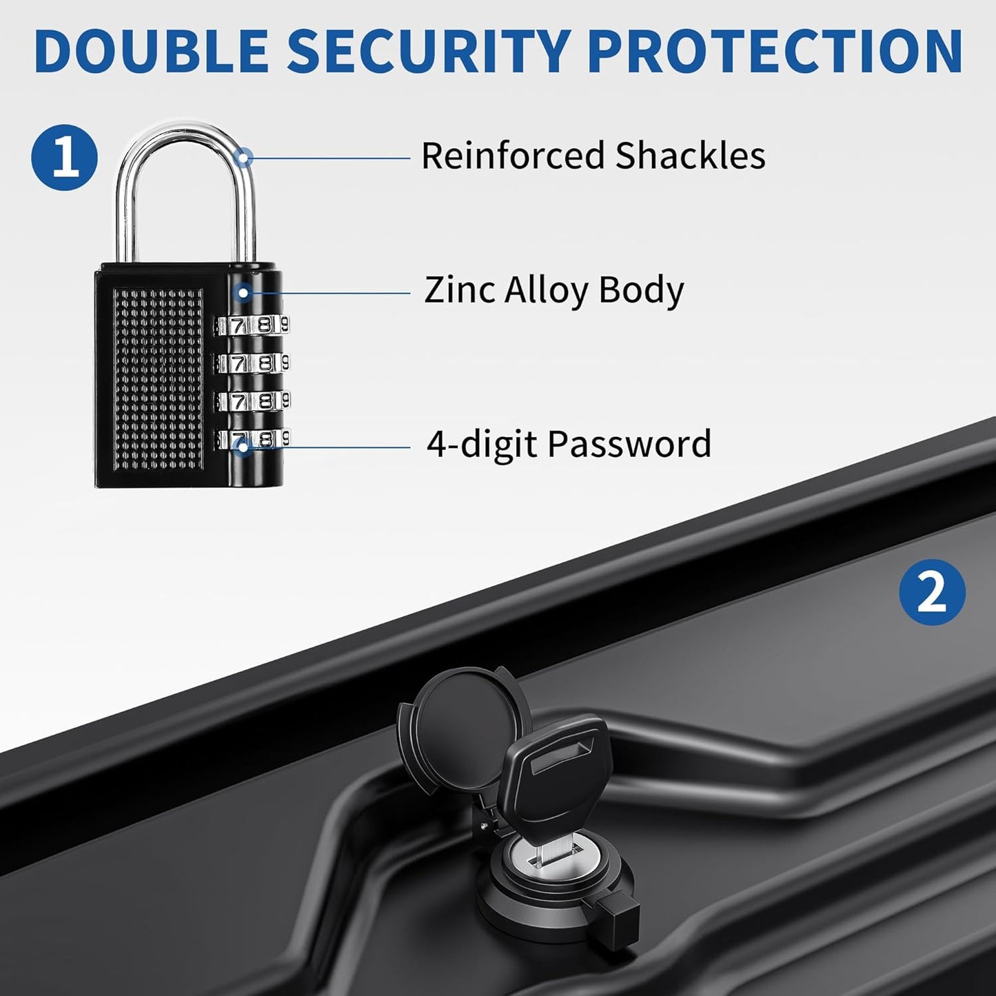 OEDRO Truck Bed Storage Tool Box Fits 2015-2025 Ford F150 Driver Side + Passenger Side, 180 Degree Rotation Rear Tool Boxs with Lockable Lid & Password Padlock, Black Waterproof Wheel Well Storage