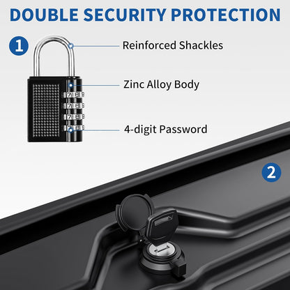 OEDRO Truck Bed Storage Tool Box Fits 2015-2025 Ford F150 Driver Side + Passenger Side, 180 Degree Rotation Rear Tool Boxs with Lockable Lid & Password Padlock, Black Waterproof Wheel Well Storage
