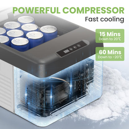 Portable 12V Electric Car Cooler 9L, AC/DC Fridge for Truck, RV, Camping
