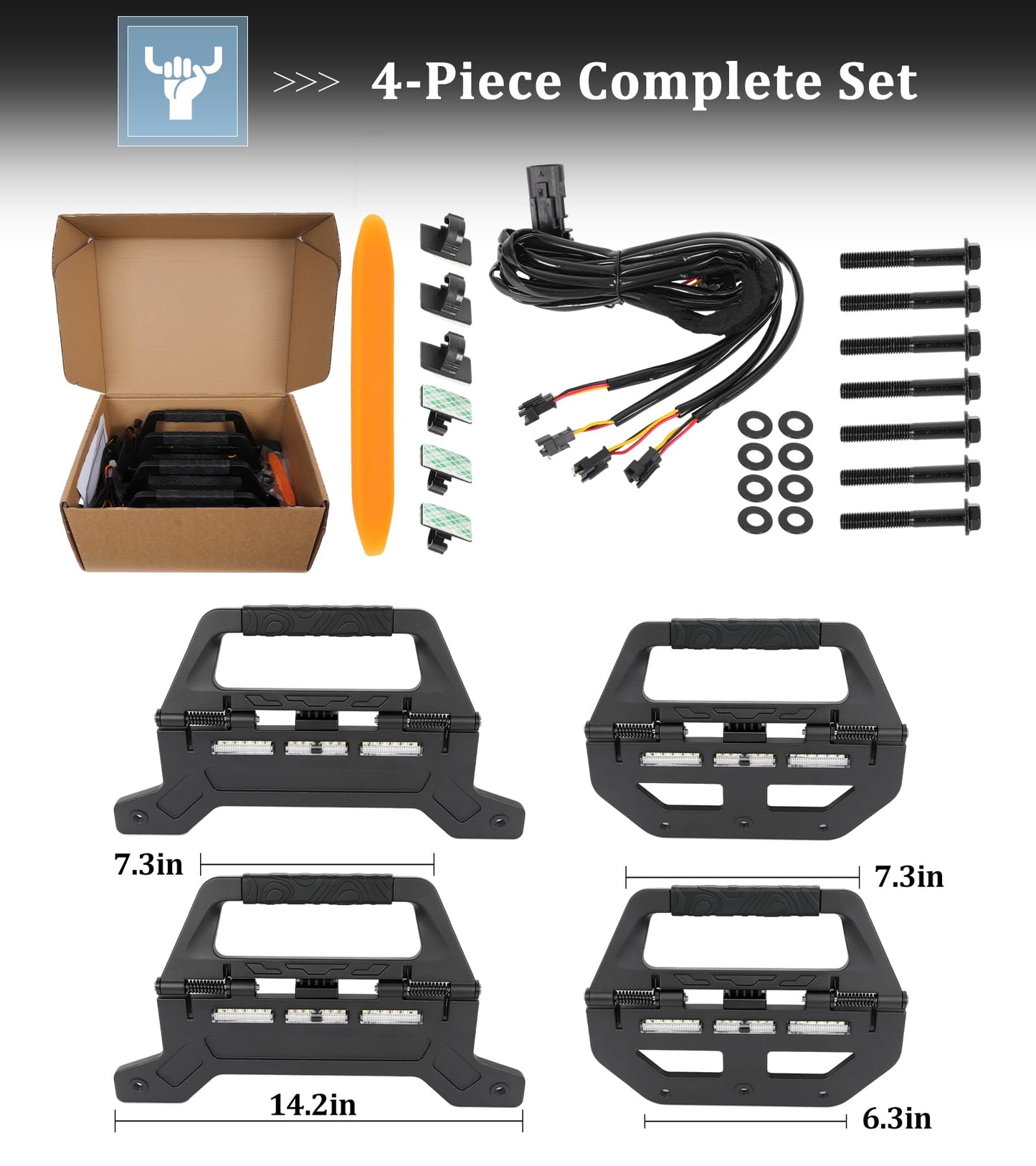 Wrangler JL JT Grab Handles with LED Lights, Aluminum, Bolt-In