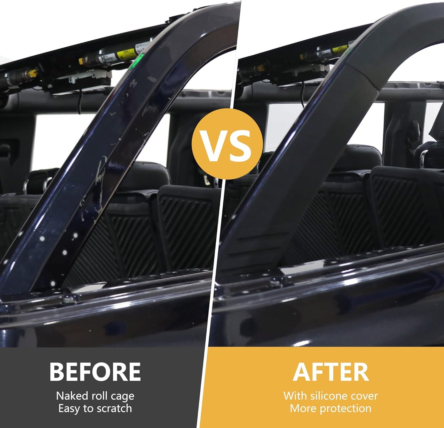 D-Pillar Roll Bar Padding Protector Cover Compatible with 2021 2022 2023 2024 2025 New Ford Bronco 4 Door Roll Cage Edge Paint Protection Guard Prevent Scratching Exterior Accessories 4 Pack