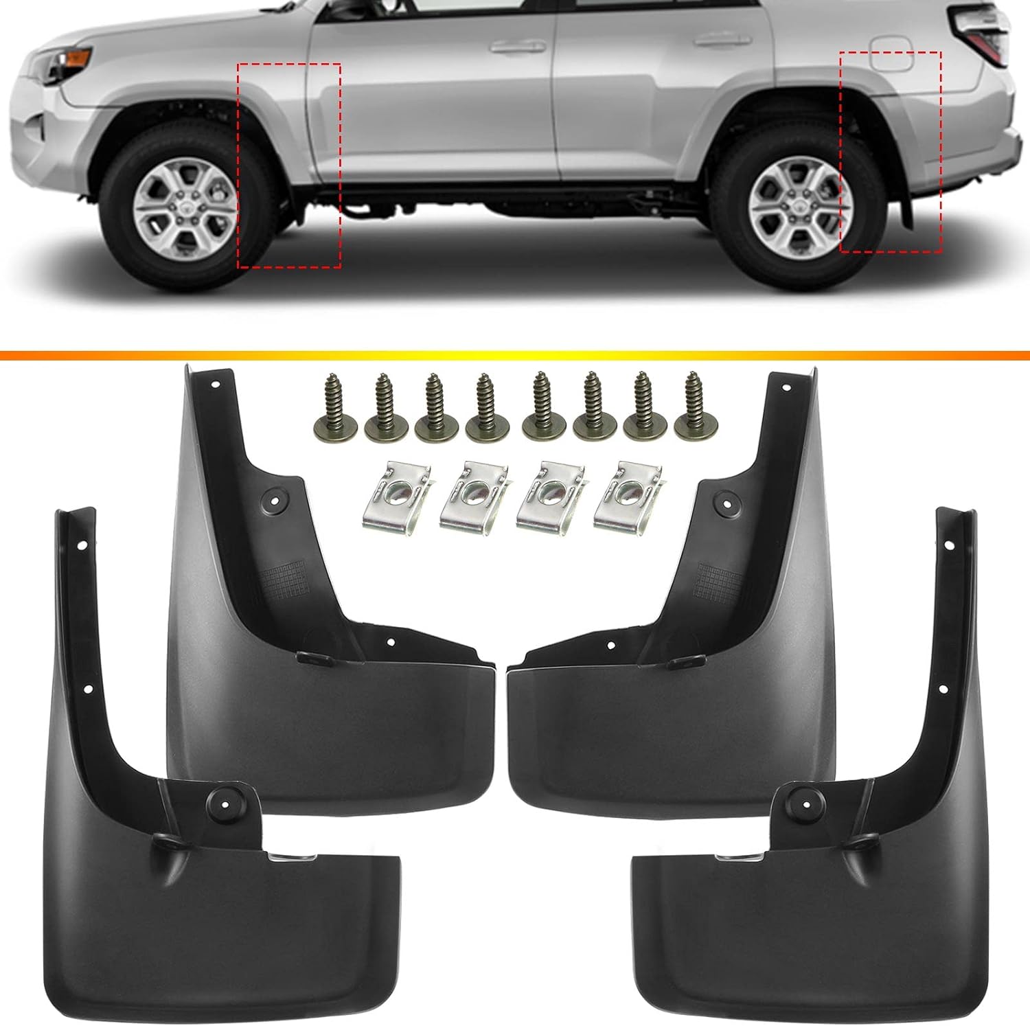 Mud Flaps Splash Guards w/Hardware Kit Replacement for 2010-2023 Toyota 4Runner - OHMU