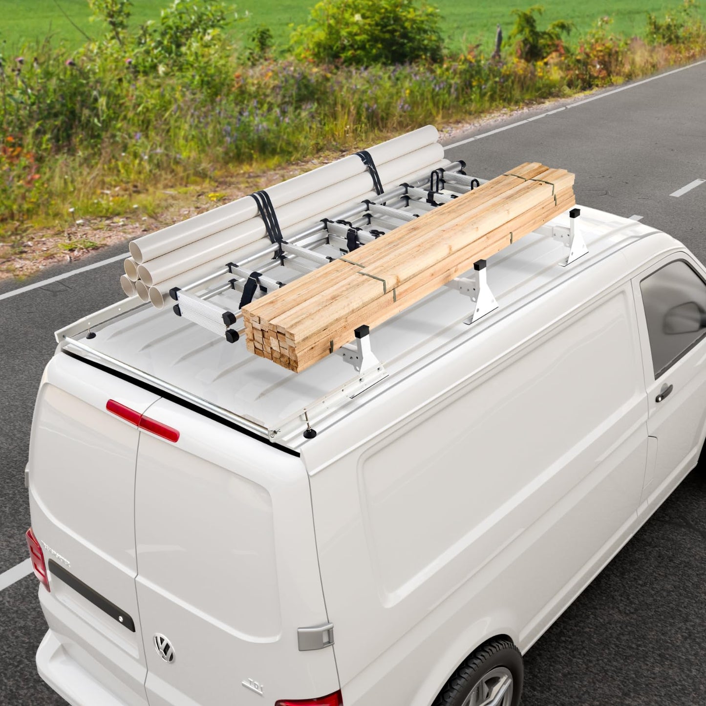 54" Heavy-Duty Van Roof Ladder Rack (3 Bars) - 800 lb Capacity for Ford Transit (2015-2022)