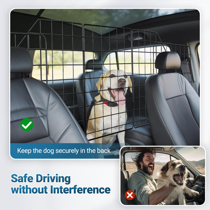 Triple-Folding Adjustable Dog Barrier - Heavy-Duty Wire Mesh for SUV/Van Cargo Area, Universal Fit