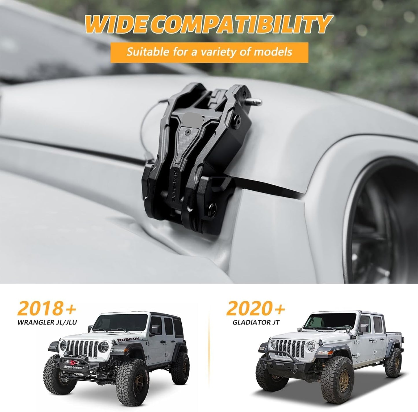 Heavy-Duty Hood Catch Hood Lock Upgrade for Jeep Wrangler JL and Gladiator JT Models 2018-2024