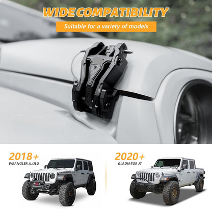 Heavy-Duty Hood Catch Hood Lock Upgrade for Jeep Wrangler JL and Gladiator JT Models 2018-2024