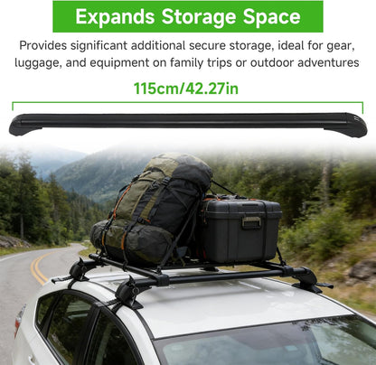 43.3" Universal Roof Rack Cross Bars (2-PCS) - Aluminum Adjustable for Cars/SUVs