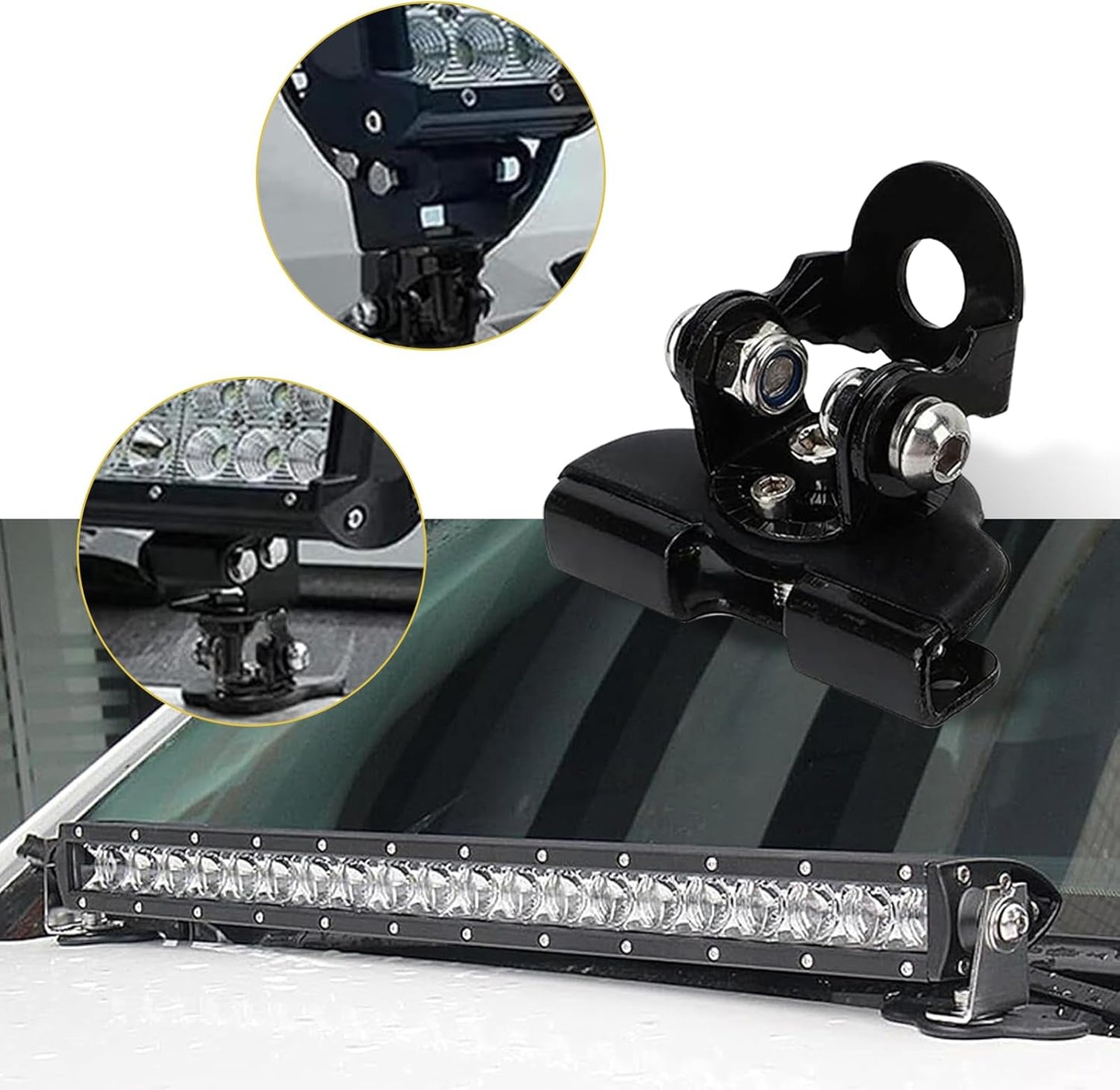 2-PCS Adjustable Hood Light Bar Brackets - Universal Ditch Light Mount for Trucks/Off-Road (Black)