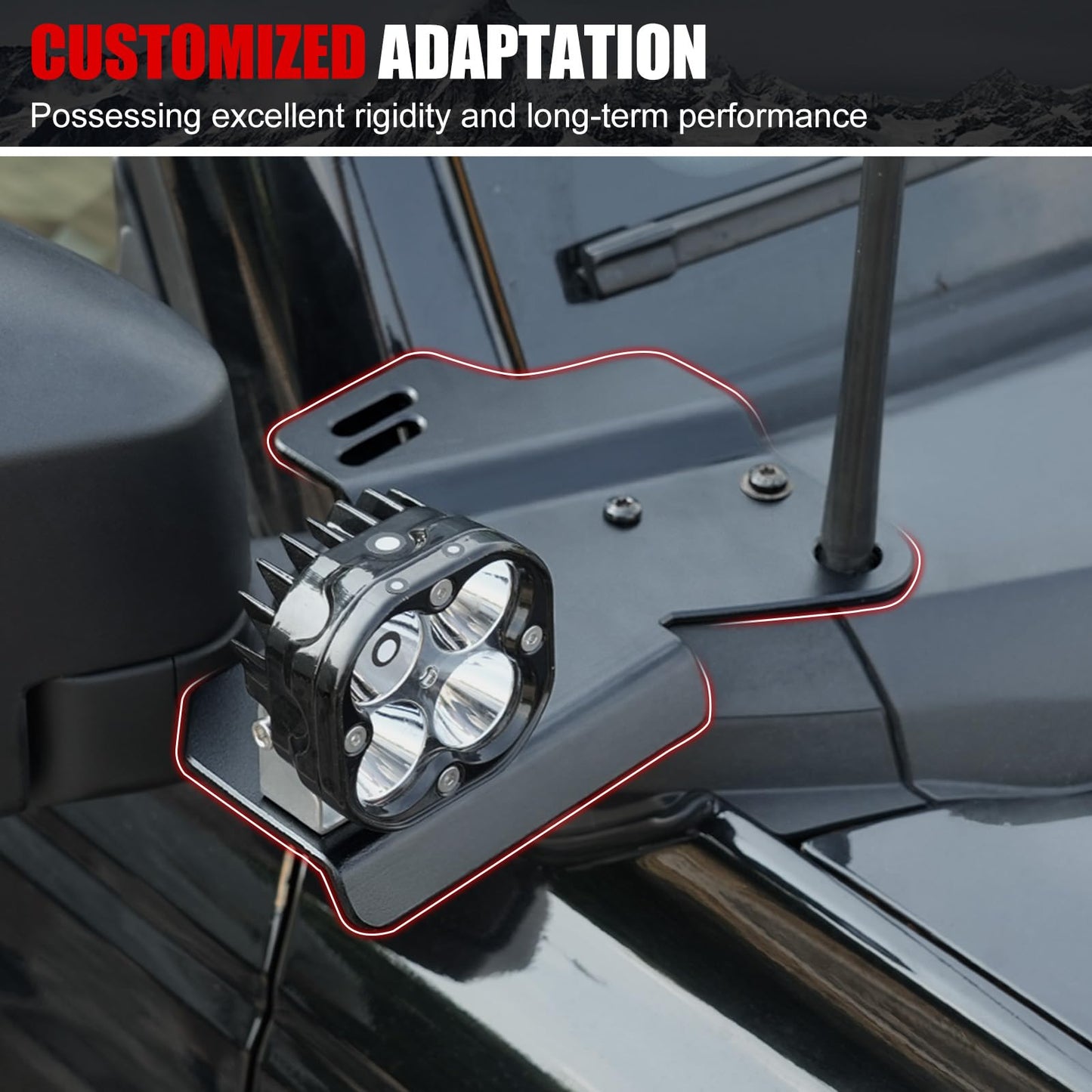 Bronco A-Pillar Light Mounts, Aluminum, No-Drill Pair