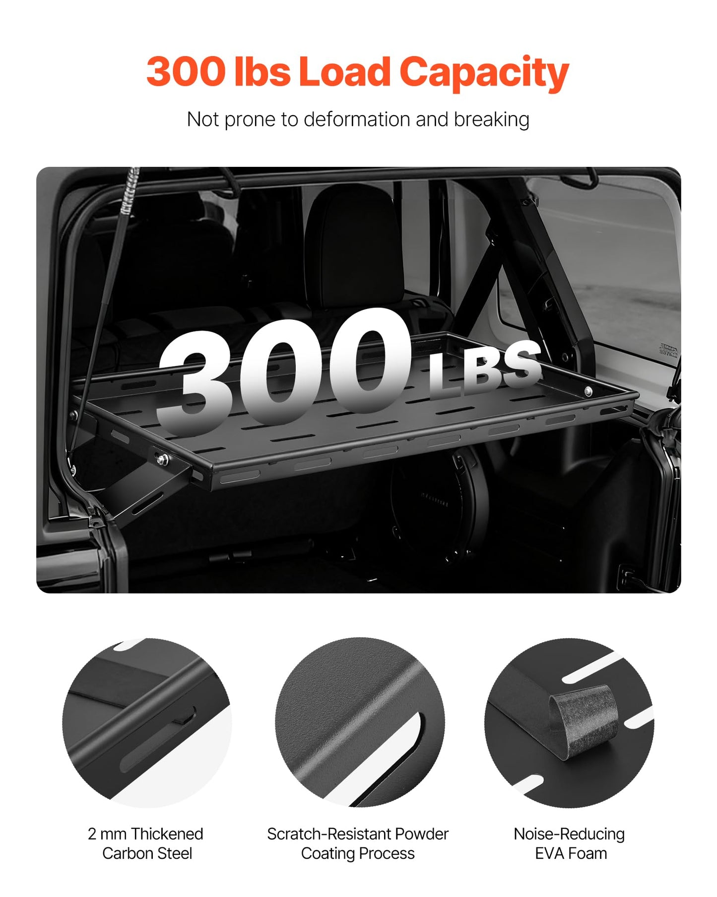 Rear Trunk Cargo Rack with Net for 2007-2024 Jeep Wrangler JK 4-Door Hardtops - 300 lb Capacity
