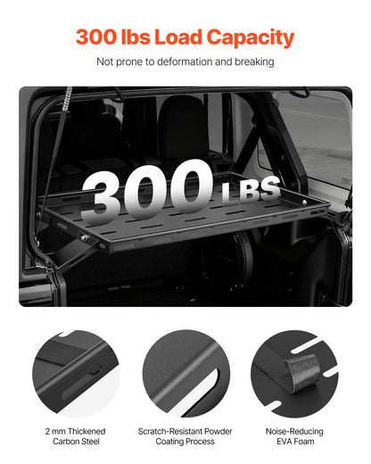 Rear Trunk Cargo Rack with Net for 2007-2024 Jeep Wrangler JK 4-Door Hardtops - 300 lb Capacity