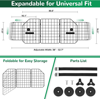 Adjustable Heavy-Duty Wire Mesh Dog Barrier - Universal for SUV/Car/Truck Cargo Area, Safety Travel
