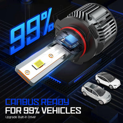 Compatible For Dodge RAM 1500 2500 3500 High and Low Beams Light Bulbs 2009 2010 2011 2012 2013 2014 2015 2016 2017 2018 2019 2020 2021 2022 2023, 6500K White, 500% Brightness, Plug n Play, Pack of 4