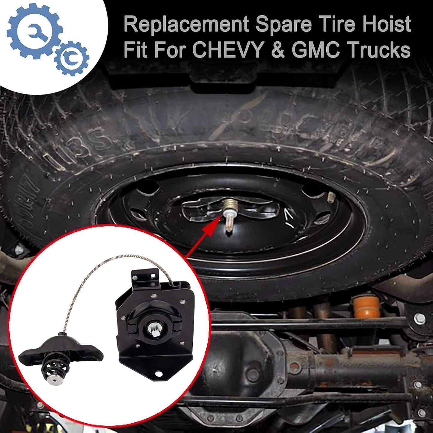 Spare Tire Hoist Assembly for 1999-2017 Chevy/GMC 1500/2500/3500 & Yukon - Only 5/6-Lug, Replaces 924-510/20870067