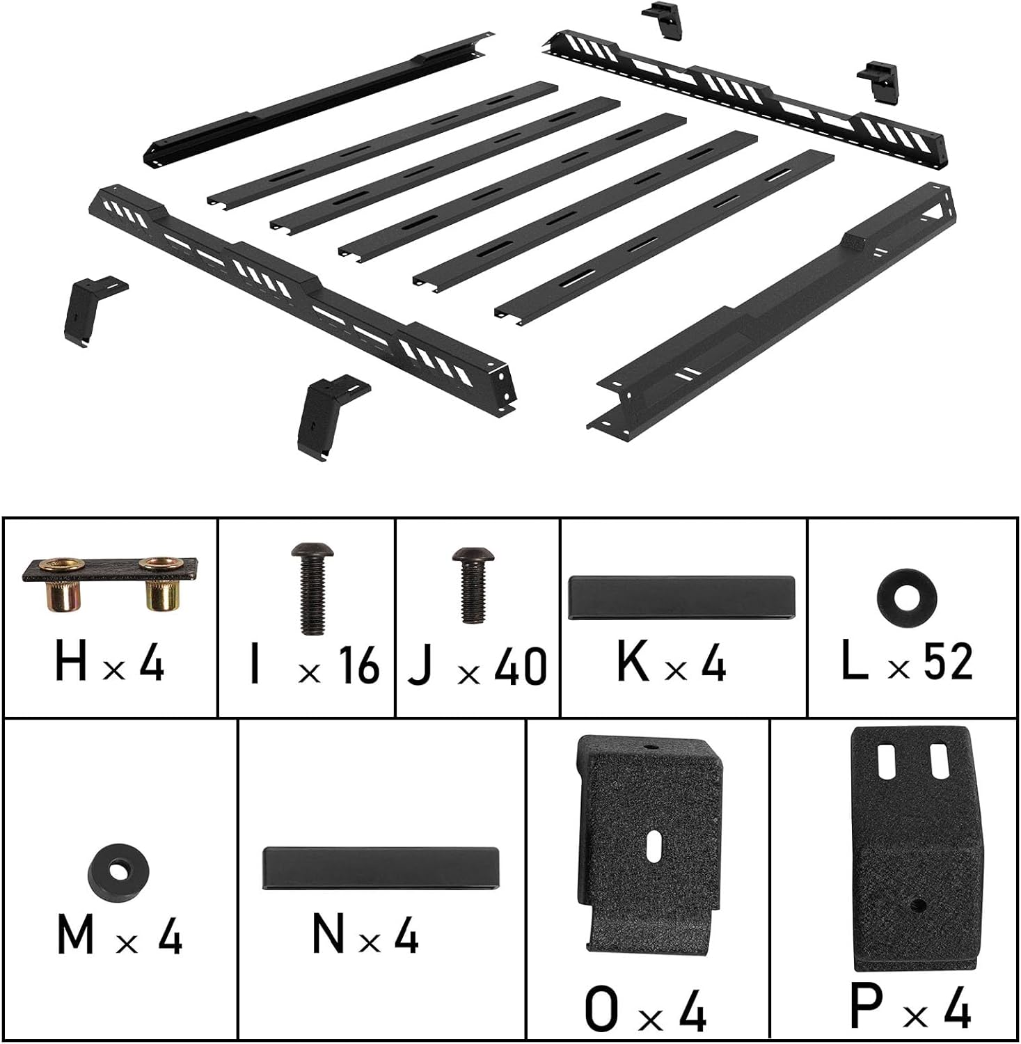 Hooke Road Overlanding Roof Rack for 2018-2025 Jeep Wrangler JL 2/4 Doors & Gladiator JT, Steel Cargo Basket for Jeep Hard Top Only