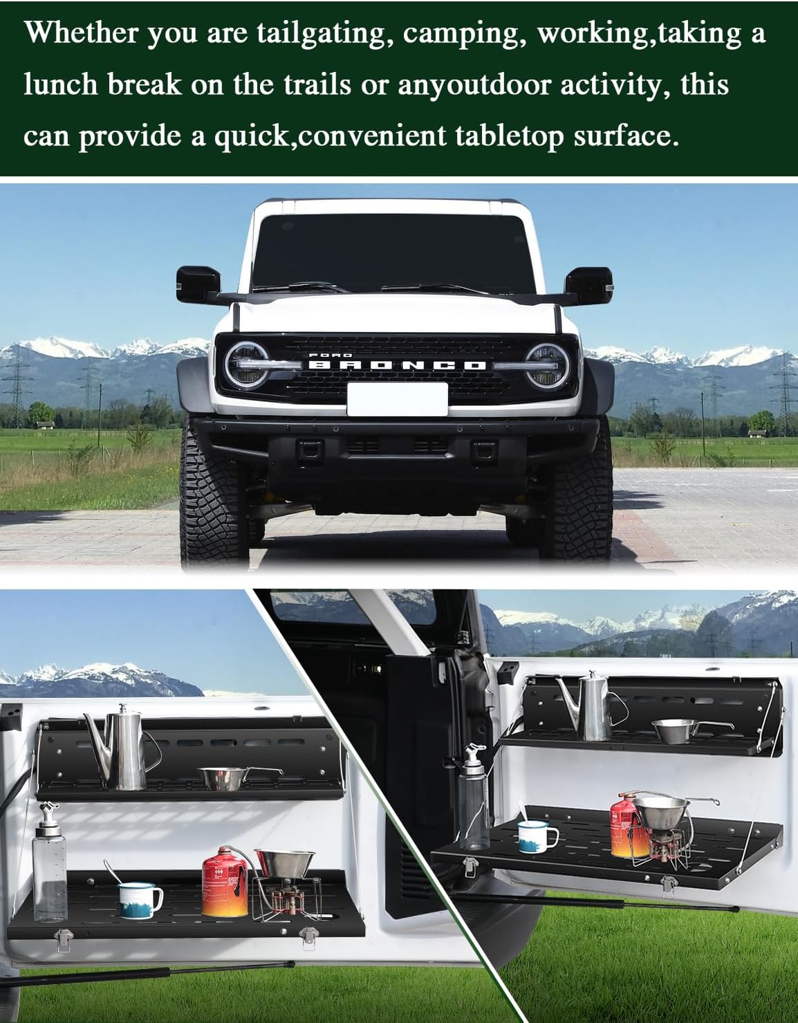 Double Layer Foldable Tailgate Table with MOLLE for 2021-2025 Ford Bronco 2/4-Door