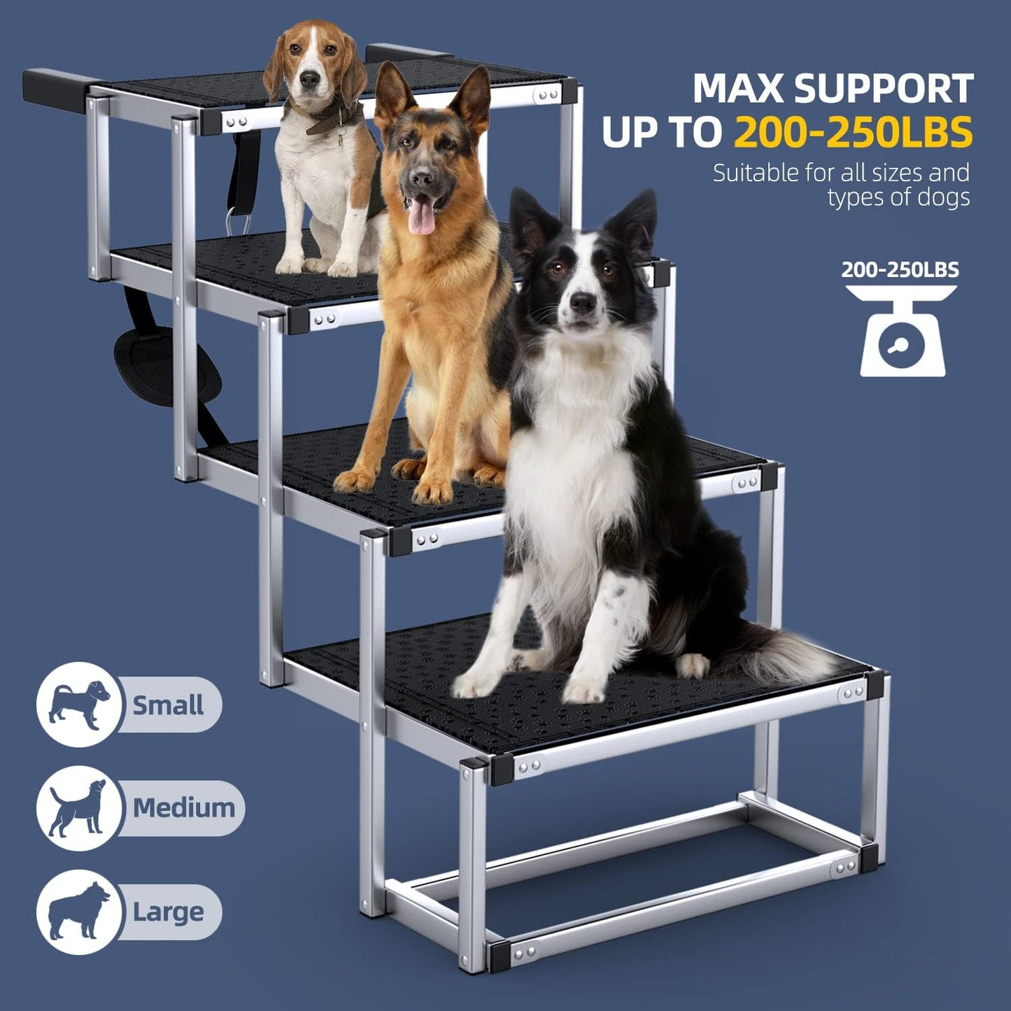 Supports up to 250 lbs Extra Wide Dog Ramps for Large Dogs - OHMU