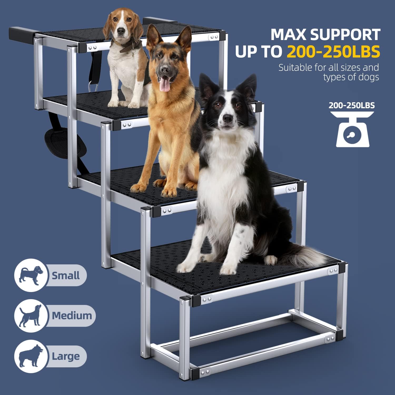 Supports up to 250 lbs Extra Wide Dog Ramps for Large Dogs - OHMU
