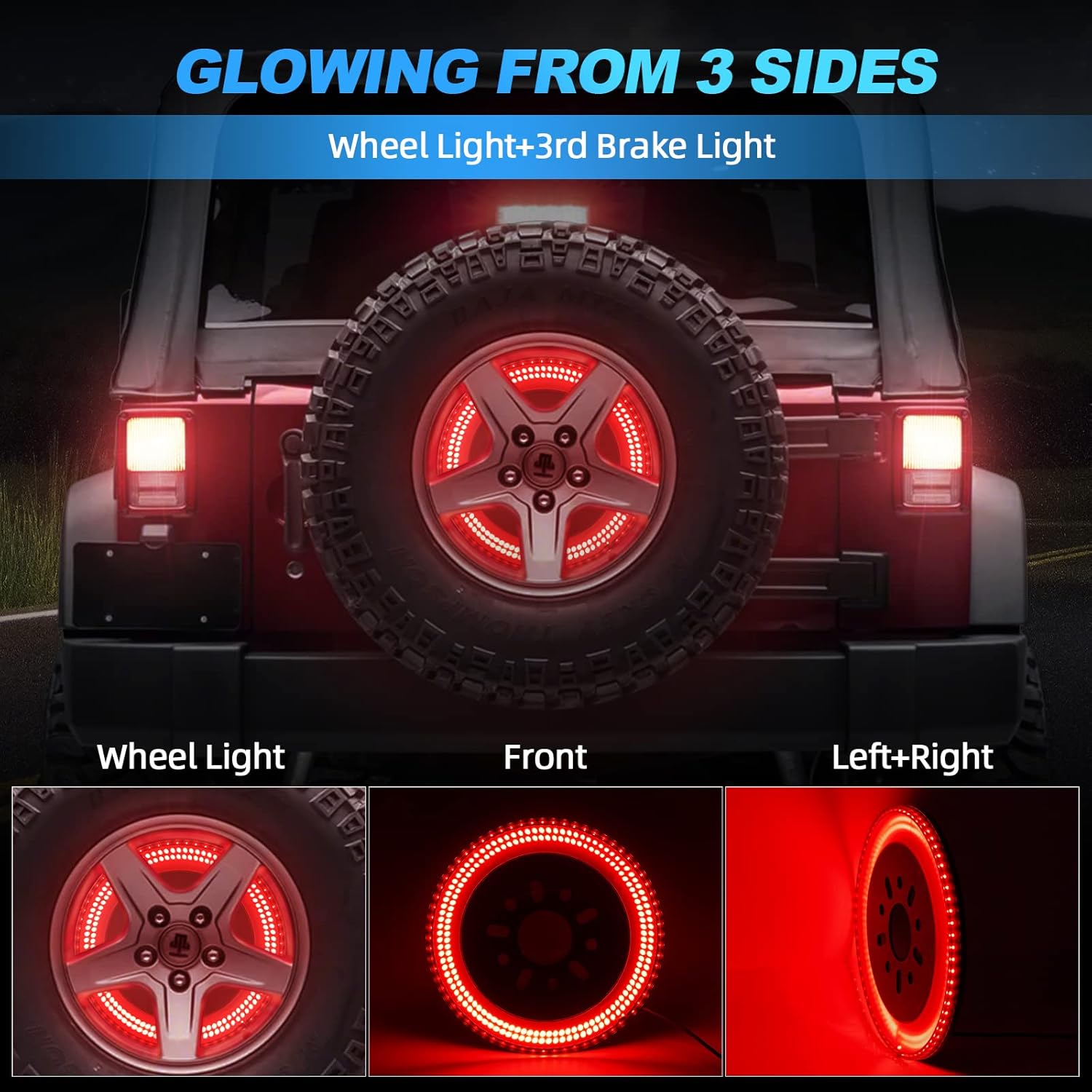 3-Side Spare Tire Brake Light, 400PCs LED Wheel Light - OHMU