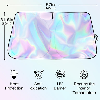 Iridescent Foldable Car Windshield Sun Shade, UV Reflective Visor