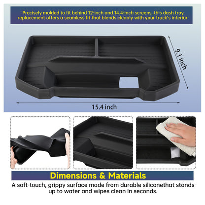 Dashboard Storage Tray for 2019-2026 Ram 1500 w/ 12"/14.4" Uconnect Screen (Excludes 8.4") - Non-Slip Organizer