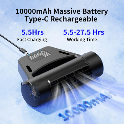 Portable 10000mAh Car Fan, 4-Speed Rechargeable for Backseat Cooling