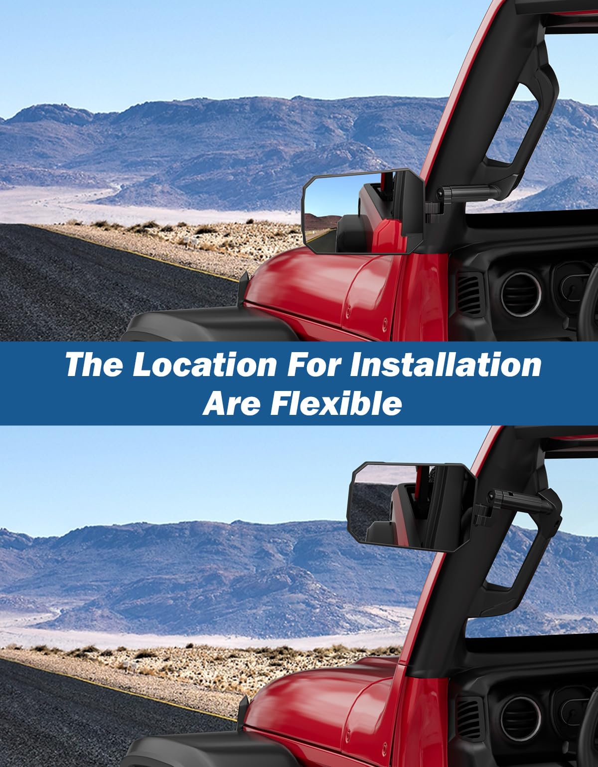 Side Mirrors for 2024-2026 Jeep Wrangler JL & Gladiator JT - Doors-Off, No-Vibrate (Excludes 1986-2023)
