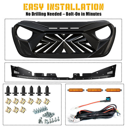Jeep Wrangler JL JT Grille with Amber LED Lights