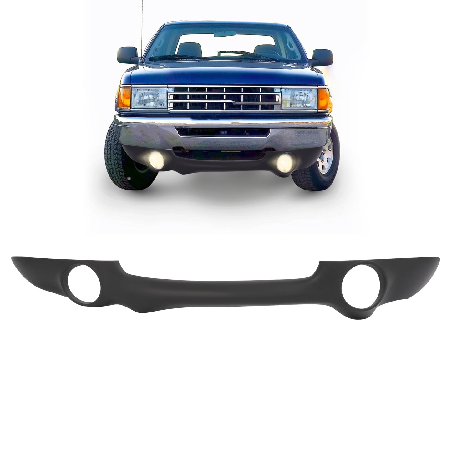 Ford Ranger Front Bumper Valance with Fog Light Holes