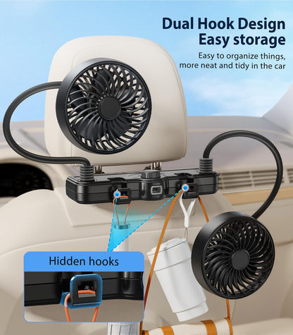 Dual Head Gooseneck Car Cooling Fan for Kids
